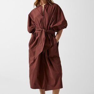 Soeur Puff Sleeve Midi Dress Hazelnut